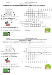 English Worksheet: Crossword rooms