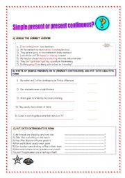 English Worksheet: Simple present or present continuous?