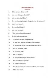 English Worksheet: Questions in Present Tense to practice short answers