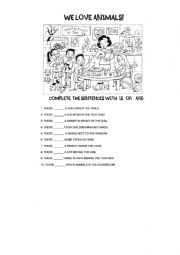 English Worksheet: Animals in the classroom