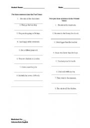 English worksheet: pastsimplevspresentsimple