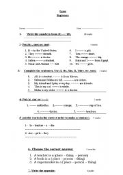 English worksheet: Beginners Exam