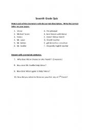 English Worksheet: Seventh Grade Quiz