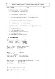 English worksheet: exam for 7th grades