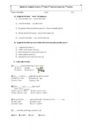 English Worksheet: exam for 7th grades