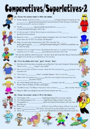 English Worksheet: Exercises on Comparatives & Superlatives-2 (Editable with Key)