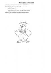 English Worksheet: Thanksgiving. Thanksgiving turkey craft