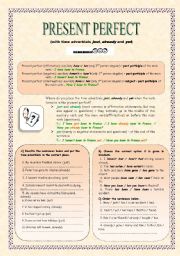 English Worksheet: Present Perfect (with time adverbials just, already and yet)