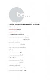 English worksheet: BE