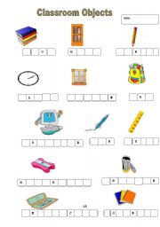 English Worksheet: classroom objects