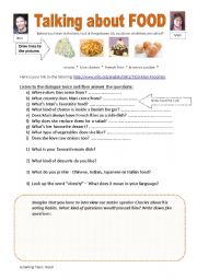 English Worksheet: Food: Listening Comprehension (website: elllo)