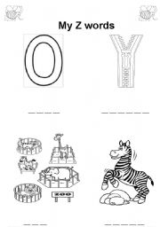 English Worksheet: My Z words