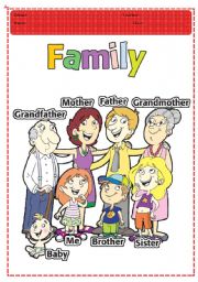 English Worksheet: Family Pictionary