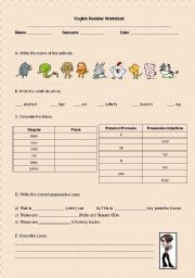 English worksheet: Grammar revision worksheet