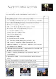 English Worksheet: Nightmare before Christmas