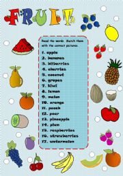 English Worksheet: Fruit - matching