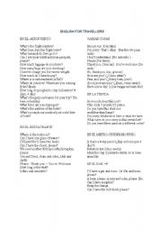 English Worksheet: ENGLISH FOR TRAVELLERS