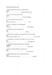 English Worksheet: intermediate transformation quiz