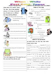 English Worksheet: When- While (Past Cont. Tense)