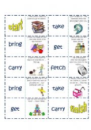 English Worksheet: Take, get, bring, carry domino