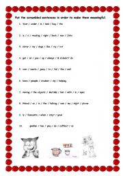 English worksheet: Scrambled Sentences