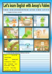 English Worksheet: The grasshopper and the ants