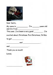 English Worksheet: Letter to Santa Claus