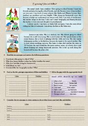 English Worksheet: Expressing likes and dislikes!