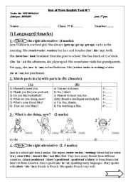 English Worksheet: 7 th year end term test n1  a Tunisian test