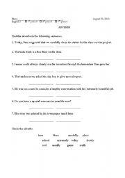 English Worksheet: Adverbs