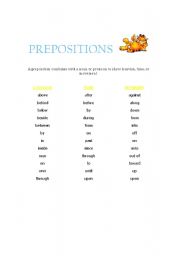 prepositions of place, time and movement