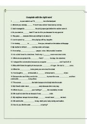 English Worksheet: Fill the empty spaces with the right word + key