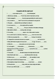 English worksheet: Fill the empty spaces with the right word + key