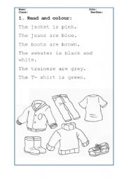 English Worksheet: My clothes