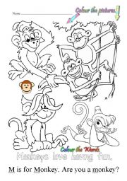 English Worksheet: M is for monkey