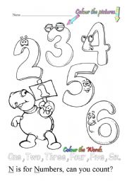 English Worksheet: N is for number