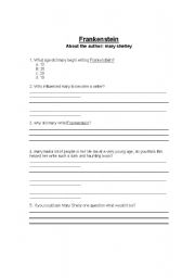 English Worksheet: Frankenstein: Author 