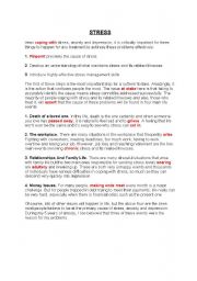 English Worksheet: Coping with Stress