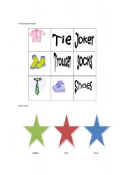 English worksheet: clothes bingo and colors