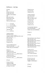 English worksheet: lady gaga bad romance