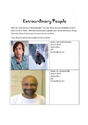 English worksheet: Extraordinary people