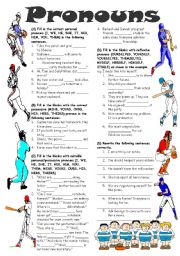 English Worksheet: Pronouns (Editable with Answer Key)