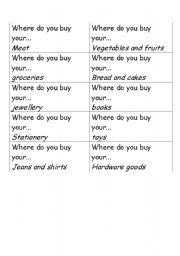 English worksheet: Where do you buy your... - shops exercise
