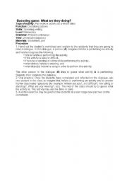 English Worksheet: guessing game - present progressive 