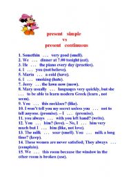 English Worksheet: present sipmle vs present continuous