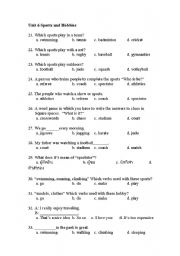 English Worksheet: Sports and Hobbies
