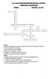English Worksheet: Computer Crossword