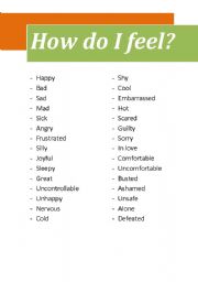 English Worksheet: Feelings