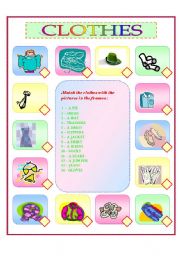 English worksheet: clothes match / elementary
