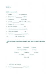 English Worksheet: what is the diference between LIKE and AS